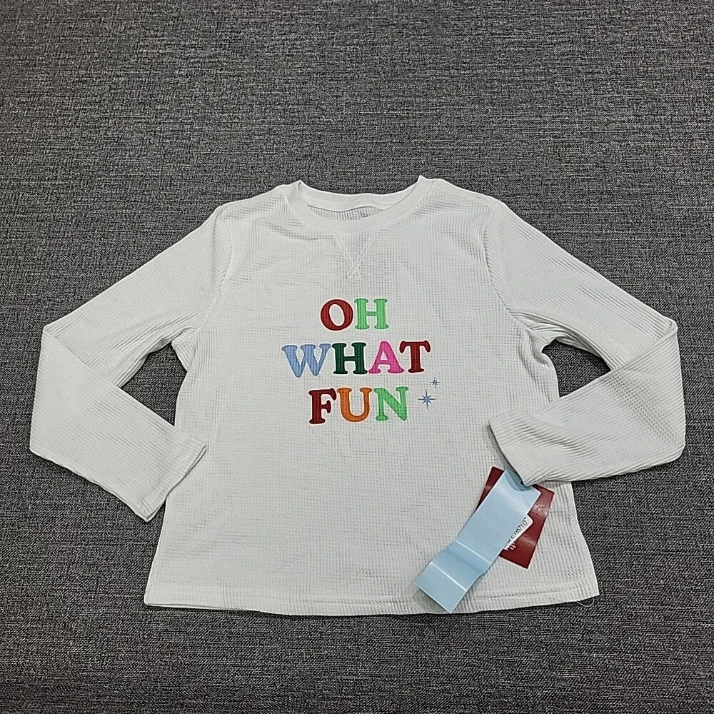 Kids Boys Girls Holidays Christmas Therma Pajama Top Small Size 6/7 White